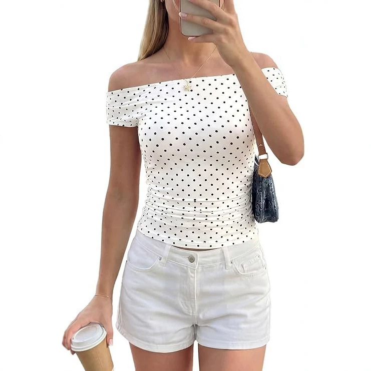 เสื้อเปิดไหล่ลายจุดเซ็กซี่ เสื - Blouse Off Shoulder บทวิจารณ์และราคา