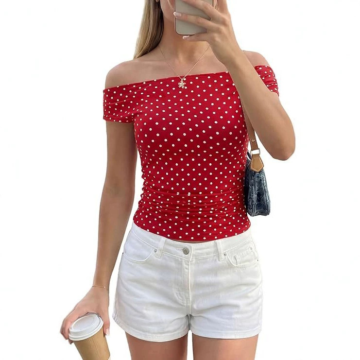 เสื้อเปิดไหล่ลายจุดเซ็กซี่ เสื - Blouse Off Shoulder บทวิจารณ์และราคา