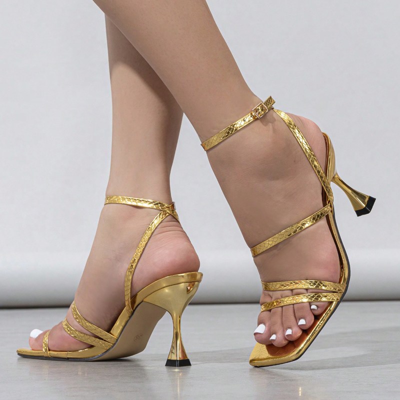 รองเท้าส้นสูงแบบรัดข้อเท้าลายห - Sandal Strappy Heeled บทวิจารณ์และราคา