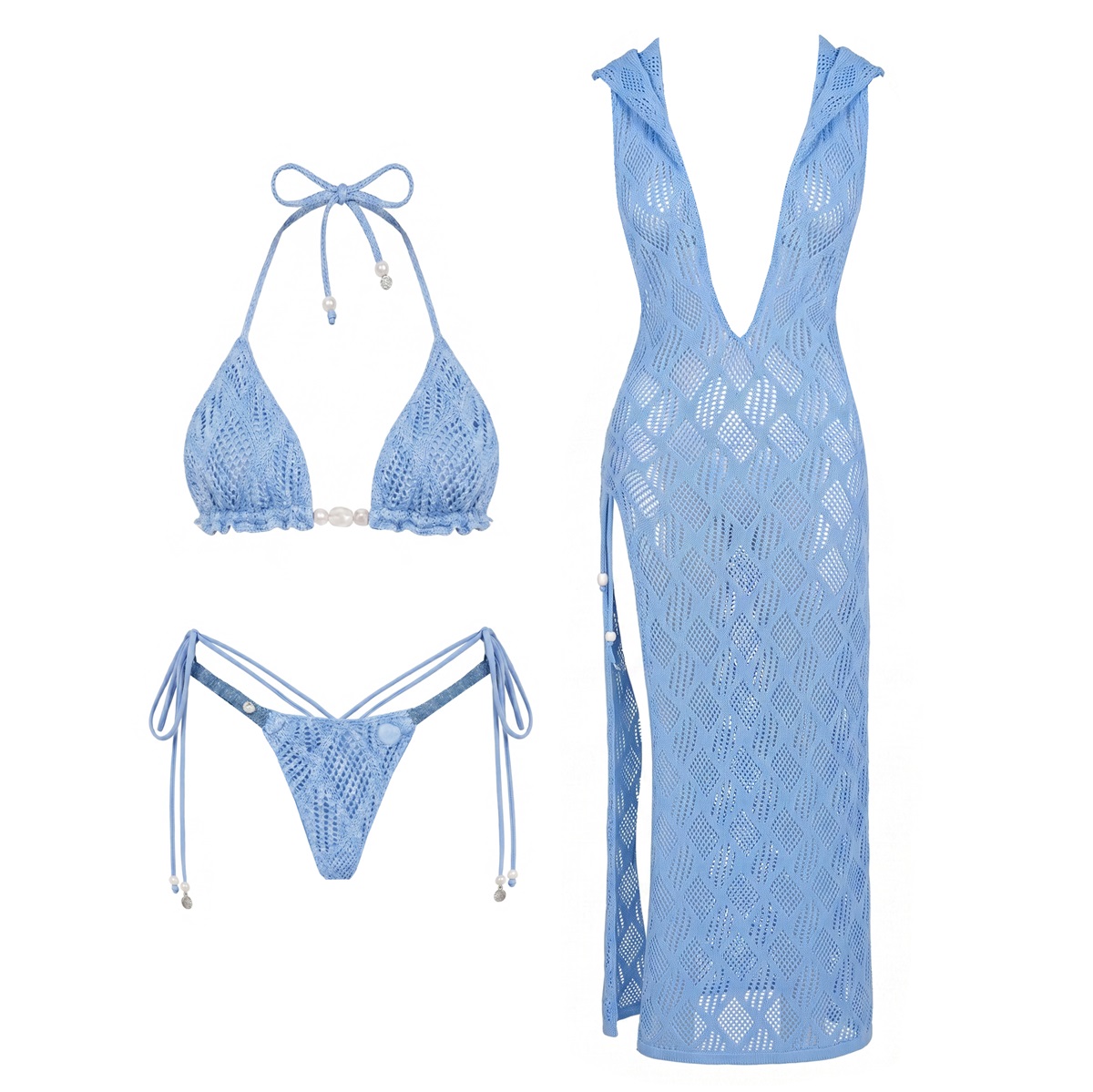 ชุดบิกินี่โครเชต์ 3 ชิ้น เซ็กซ - Cover Up Kaftan บทวิจารณ์และราคา