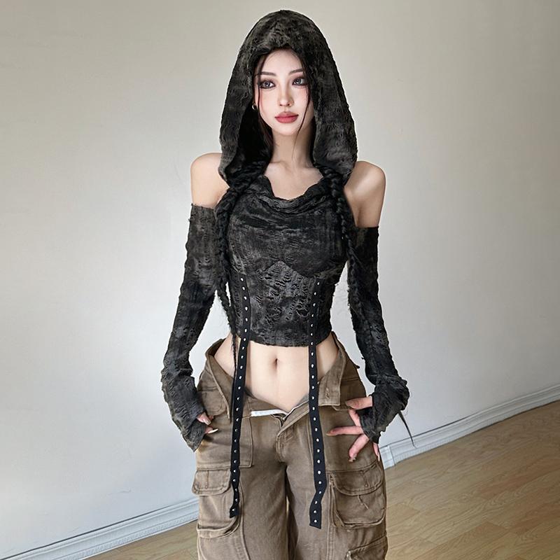 เสื้อฮู้ดเปิดไหล่แขนยาวสำหรับผ - Blouse Off Shoulder บทวิจารณ์และราคา