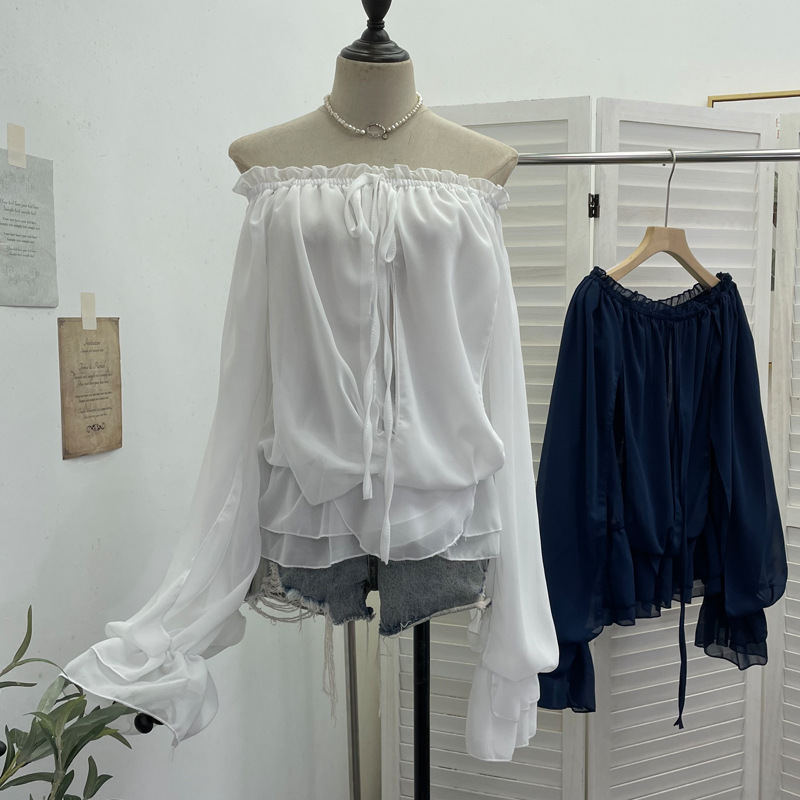 เสื้อชีฟองเปิดไหล่ผู้หญิง แขนย - Blouse Off Shoulder บทวิจารณ์และราคา