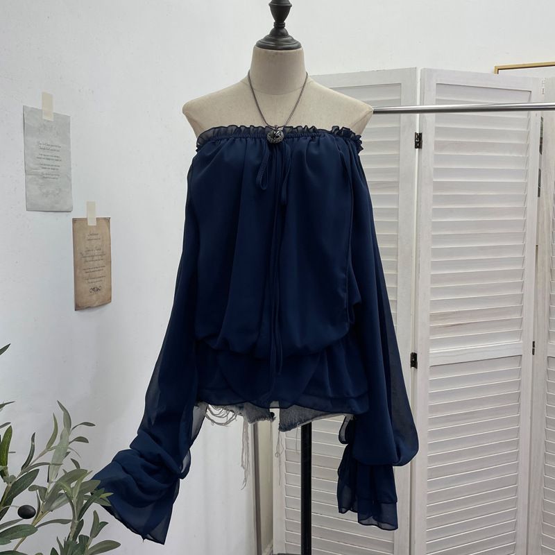 เสื้อชีฟองเปิดไหล่ผู้หญิง แขนย - Blouse Off Shoulder บทวิจารณ์และราคา