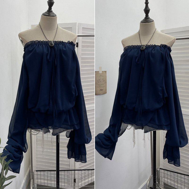 เสื้อชีฟองเปิดไหล่ผู้หญิง แขนย - Blouse Off Shoulder บทวิจารณ์และราคา